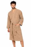 Rangoli 100% Cotton Bathrobe for Men| Noble 400 GSM bath robes with Pockets, Lightweight & Highly Absorbent Luxurious Full Sleeves Unisex Bath Gown/Bath Robe (IN, Alpha, M, Dark Beige)