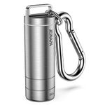 Small Pill Holder Keychain, JEINAPA Titanium Waterproof Mini Portable Pocket Pill Case Travel Pill Container, Nitroglycerin Tiny Metal Pill Box Pill Organizer for Outdoor Camping (Large, Style 1)
