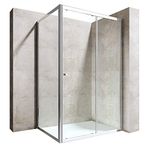 Durovin Bathrooms L Shape Rectangular Framed Shower Enclosure - Sliding Shower Door - 6mm Safety Clear Glass (1300 x 900mm)