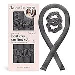 Kitsch Satin Heatless Curling Set - Overnight Hair Curlers to Sleep in, Heatless Curls, Heatless Hair Curler Overnight Curls, Heatless Curling Rod Headband, No Heat Soft Curlers to Sleep in - Charcoal