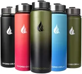 HYDRO CELL Stainless Steel Insulated Water Bottle with Straw - For Cold & Hot Drinks - Metal Vacuum Flask with Screw Cap and Modern Leakproof Sport Thermos for Kids & Adults (Army/Black 24oz)