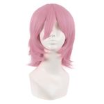 MapofBeauty 14 Inch/35 cm Short Cosplay Wolf Tail Synthetic Side Bangs Party Wig (Rouge Pink)