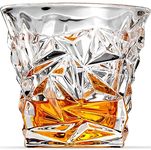 PrimeWorld Diamond Crystal Cut Whiskey Glasses Set of 6 pcs- 300 ml Bar Glass for Drinking Bourbon, Whisky, Scotch, Cocktails, Cognac- Old Fashioned Cocktail Tumblers