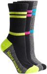 Hard Yakka Women's Crew Work Socks, Multicolor, Size 3-8 (Pack of 3)