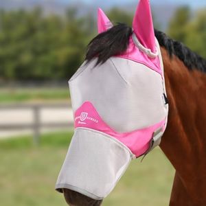 Harrison Howard Full Face Horse Fly Mask UV Protection and Breathable for Equine Use Comfortable Magenta L