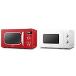 COMFEE' Retro Style 800w 20L Microwave Oven with 8 Auto Menus, 5 Cooking Power Levels & 700W 20L White Microwave Oven With 5 Cooking Power Levels