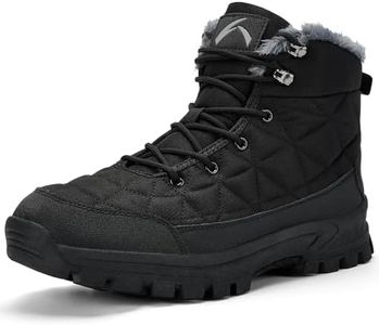 UPSOLO Men's Snow Winter Boots Lightweight Waterproof Fur Lined Anti-slip Cold Weather Shoes, T232-black, 10