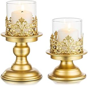 Sziqiqi Vintage Candelabri Portacandele Oro - Candelabro Portacandele in Metallo per Salotto Tavolo Matrimonio Battesimo Festa Compleanno Nozze Natale Comunione Pasqua Avvento Capodanno