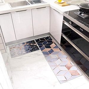 Furret 2 pcs Set Soft Kitchen Mat, Anti Slip Water Absorbent Floor Mat, Area Rugs for Kitchen Floor Indoor Outdoor Entry Carpet - (120 * 40 cm, 40 * 60 cm, Multicolor)