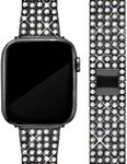 LODKA Watch Band for Apple Watch Bands for Woman Series 9 8 SE 7 6 5 4 3 41mm, 45mm, 44mm, 42mm, 40mm, 38mm, 49mm Diamond Rhinestone Bling Metal Apple Watch Strap (38/40/41mm, Black)