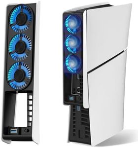JUSPRO Cooling Fan for PS5 Slim, Upgraded Quiet Cooler Fan with LED Light for PS5 Slim Console Digital & Discs Edition