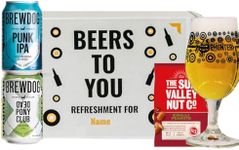 Personalised Brewdog British Craft Beer Gift Set with Glass - Premium Selection Beer Gifts for Men, Women, Offers 50th Birthday Gifts for Men, For Him, For Her, Christmas, Birthday's, Father's Day