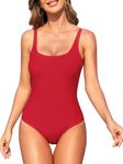 Bathing Suits Woman One Piece Swimsuit Tummy Control Bathing Suit Adjustable Strap Swimwear Red Small