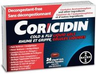 Coricidin Decongestant Free Cough and Cold Medicine - Cough, cold and flu medicine for adults – Effective Symptom Relief From Sore Throat, Cough, Chest Congestion, Fever, and Headaches, 24 Liquid Gels