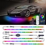 Car LED Underglow Lights - 6Pcs Car Underglow Neon Accent Strip Lights with Dream Color Chasing, APP Control 12V 300 LEDs Underbody Lights, Waterproof Underglow Led Light Kit for Cars, Trucks, Boats