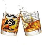 University of Colorado Whiskey Glass Set (2 Low Ball Glasses) - Contains Full Color Colorado Buffaloes Logo & Campus Map - Gift Idea for University of Colorado College Grads & Alumni - Glassware