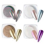 Beetles Chrome Nail Powder Mirror Effect Holographic Shell Mirror Kit for Gel Polish Nail Art Decoration 4 Colors 0.5g/Jar​