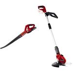 Einhell GE-CL 18 Li E Power X-Change 18V Cordless Leaf Blower & GC-CT 18 Li Power X-Change 18V Cordless Strimmer | Battery Powered Garden Grass, Includes 20 x Blades, Red/Black