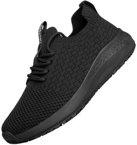 Delobi Non Slip Shoes for Women Food Service Slip Resistant Work Shoe Restaurant Chef Kitchen Hospital Staff Walking Sneakers Breathable Lightweight,Black 6.5wide