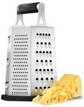 Utopia Kitchen Professional Stainless Steel 6 Side Cheese Grater or Vegetable Slicer, 9.5 Inch Height Extra Strong Rubber Handle, Non Slip Bottom