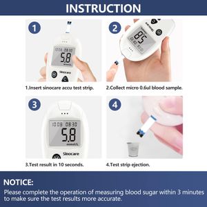 Sinocare Blood Sugar Monitor Kit – Glucose Meter with Test Strips