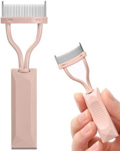 Yrarbil Eyelash Comb Separator, Arc Designed Lash Definer Comb Makeup Mascara Comb Applicator With Cover, Eye Cosmetic Brush Tool (Naked Pink)