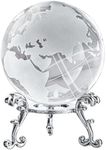 ZEERSHEE 60mm World Globe Crystal Earth Ball Paperweight with Stand Glass Sphere Display Globe Ball Decor for Home Office Desk Unique Gift for Kids