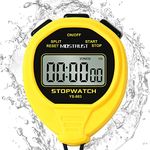 MOSTRUST Digital Waterproof Stopwatch, No Bells, No Clock, Simple Basic Operation, Silent, ON/Off, Large Display for Swimming Running Training Kids Coaches Referees Teachers (Yellow)