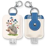 Studio Oh! Hand Sanitizer Holder with Travel Bottle Refillable Mini Bottle in Hedgehog and Mushrooms with Portable Keychain Holder Keeps Hands Clean & Germ-Free