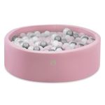 MISIOO Smart Ball Pit - 90 x 30 cm - Ball Pit for Children's Room - Ball Pit Baby - 200 Balls for Ball Pit - Baby Toy - Machine Washable - Oeko-Tex - Pink - Pink/White/Silver Balls