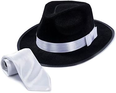 Tigerdoe Fedora Hat – Fedora Gangster Hat With White Tie – (2 Pc Set) 1920's Men’s accessories