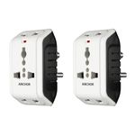 anchor by panasonic 22841 6A 3 Pin Multiplug Adaptor (White & Black, Pack of 2)