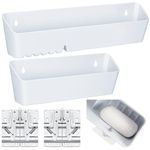 Umigy 2 Pack Tip Out Tray for Sink with Hinges Front Sink Drawer Tip Out Tray Kit False Drawer Front Clips Flip Sponge Holder for Kitchen, White (11 Inch)