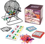 Royal Bingo Supplies Bingo Game Set for Adults, Seniors, Family & Kids - 100 Cards 500 Chips 75 Balls, Roller Cage & Board - Jumbo Set