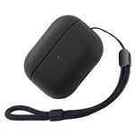 Teyomi TPU Case for AirPods Pro 2nd Generation, Protective Case for Apple Airpods Pro 2 with Hand Strap, Leather Touch Design Airpods Pro 2 Case (Black)