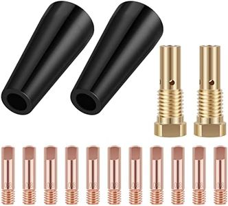 15Pcs MIG Welding Kit, Flux Core Gasless Nozzle 0.8/0.9mm Brass Welding Tips Replacement MIG Welder Accessories Compatible with Century FC90|80GL Forney Easy Weld 261308|306(0.8mm specification,black)