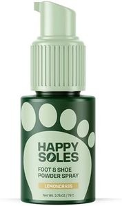 Happy Soles Foot & Shoe Deodorizer Powder Spray - Talc-Free, Vegan, Non-Aerosol Mess-Free Spray - Absorbs Sweat & Fights Odor with Bamboo & Tapioca - Long-Lasting Freshness & Comfort (Lemongrass)