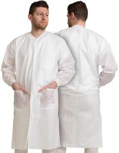 MEDICAL NATION 10 Disposable Lab Coats - White Lab Coat with Pockets, Knee Length, Lab Coat Women and Men | Perfect For Use in Hospitals, Pharmacies, Labs, Clinics, Painting, at Home | Medium