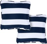 Hanover Stripe Indoor/Outdoor Throw, Decorative, Set of 2, 2 Pillows, Navy/White 2 Count