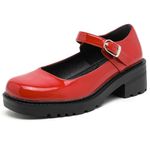 DADAWEN Women's Chunky Platform Mary Janes Shoes Buckle Strap Lolita Dress Pumps Red 6 UK