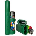 The Clinger - Cigarette Case, Holds 2, Smell Proof, Crush Proof, Tube, Lighter Holder, Attaches to Your Bic or Clipper Lighter! (Green)