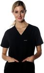 Members Only Women's Siena Scrub Top with 5 Pocket | Hospital Uniform|Nursing Scrubs| Pull On Closure Shirt (Black, XS)