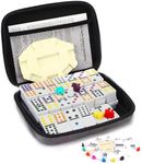 Mexican Train Dominoes Game Set, Double 12 Colored Dot Dominoes with Update Hub, Travel Mexican Train Game with 91 Tiles and Portable Carry Case, Family Board Team Games for Kids and Adults