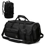 Myhozee Travel Duffle Bag, Waterproof Sports Gym Bags with Shoes Compartment & Wet Pocket, Overnight Carry On Travel Backpack for Men Women 65L Black