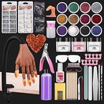 Nail Practice Hand for Acrylic Nail Kit, Fake Nail Mannequin Hand for Nails Practicing, Nail Training Finger with Acrylic Nail Kit Powder Nail Art Tools Professional Nail Starter Set