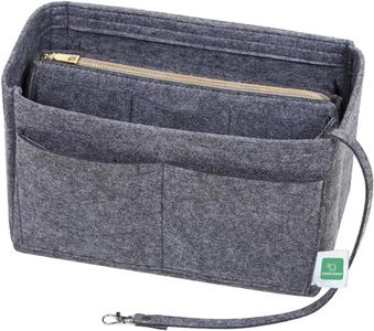 GREENSHEEP Purse Organizer Insert for Handbags, Premium Felt Organizer with Zipper Pocket (Medium, Grey)