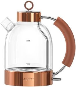 ASCOT Electric Kettle, Glass Electric Tea Kettle, Gift for Man/Women/Family, 1.5L Glass Tea Heater & Hot Water Boiler, BPA-Free, Auto Shut-Off and Boil-Dry Protection (Rose Gold)