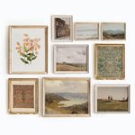 Set Of 9 French Country Prints Wall Decor - Landscape Wall Art French Country Decor, Vintage Wall Decor Gallery Wall Art, Large Bathroom Art Prints, Farmhouse Floral Vintage Art(11X14 IN UNFRAMED)