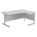 Office Hippo Heavy Duty Office Desk, Right Corner Desk, Strong & Reliable Workstation, Office Table With Integrated Cable Ports, PC Desk For Office or Home - White Top / White Frame