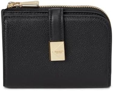 kate spade new york Deco Pebbled Leather Small Compact Wallet, Black, Black, One Size